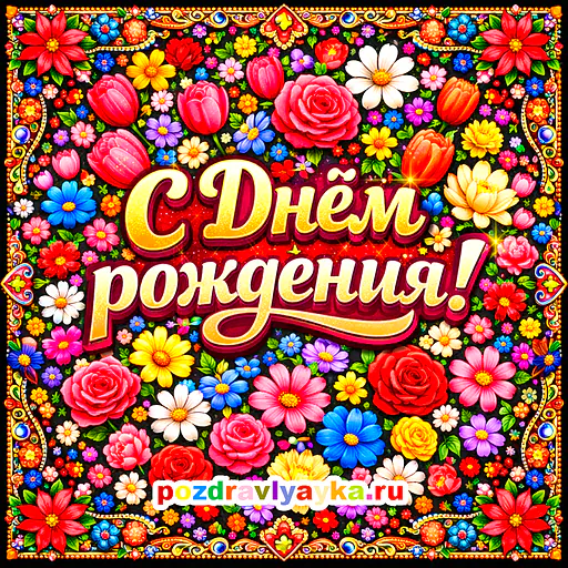 Открытка «День рождения» — цветы, для для каждого — № 1