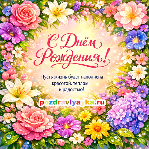 Открытка «День рождения» — цветы, для для каждого — № 2