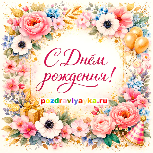 Открытка «День рождения» — цветы, для для каждого — № 3