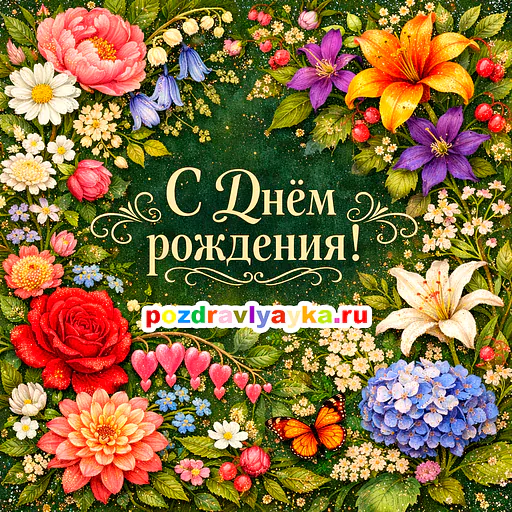 Открытка «День рождения» — цветы, для для каждого — № 5