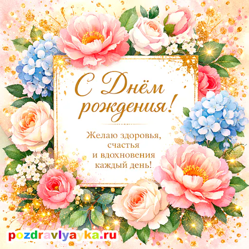 Открытка «День рождения» — цветы, для для каждого — № 6