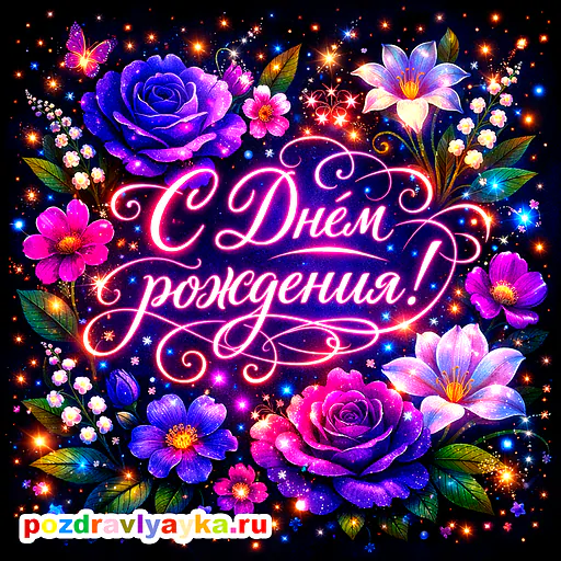 Открытка «День рождения» — цветы, для для каждого — № 7