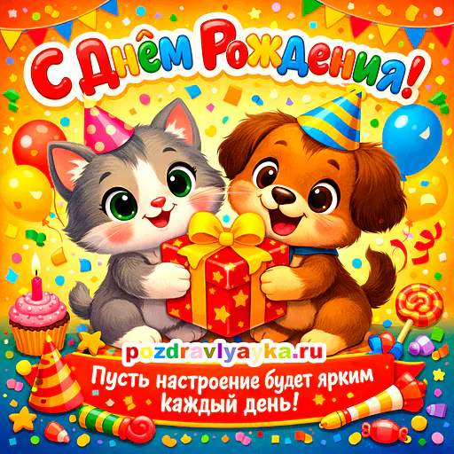 Открытка «День рождения» — мультяшные, для для каждого — № 1