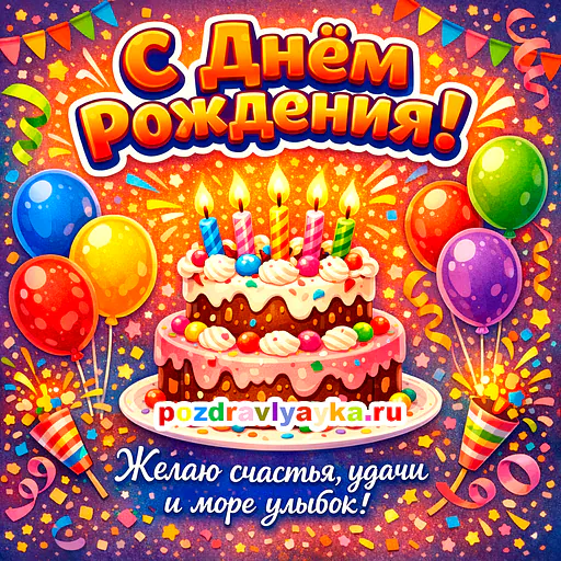 Открытка «День рождения» — мультяшные, для для каждого — № 2