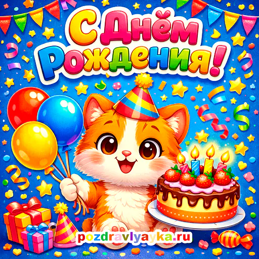 Открытка «День рождения» — мультяшные, для для каждого — № 3