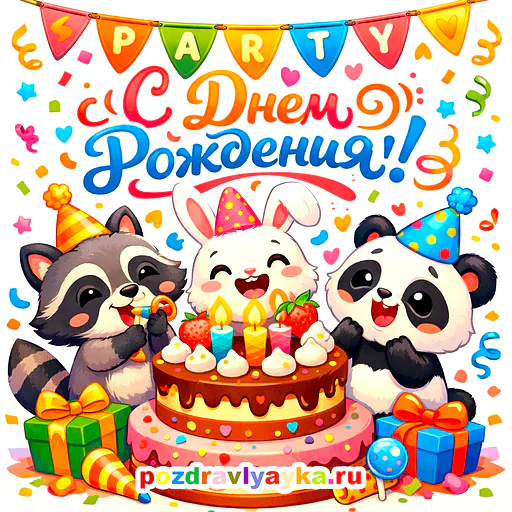 Открытка «День рождения» — мультяшные, для для каждого — № 5