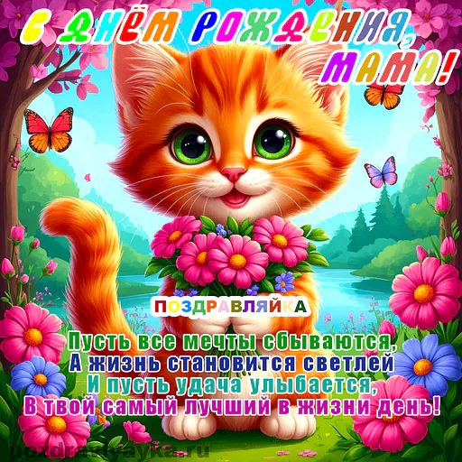 Открытка «День рождения» — мультяшные, для мамы — № 1