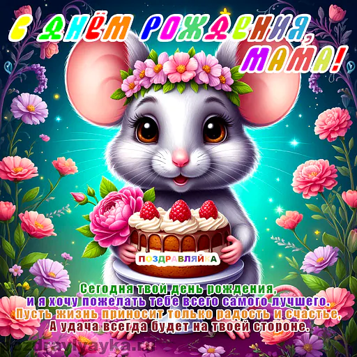 Открытка «День рождения» — мультяшные, для мамы — № 2