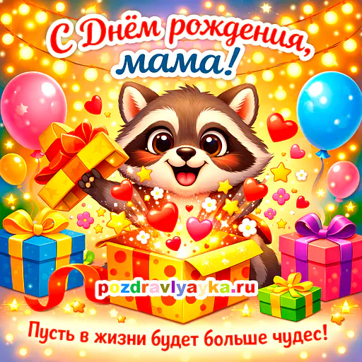 Открытка «День рождения» — мультяшные, для мамы — № 22