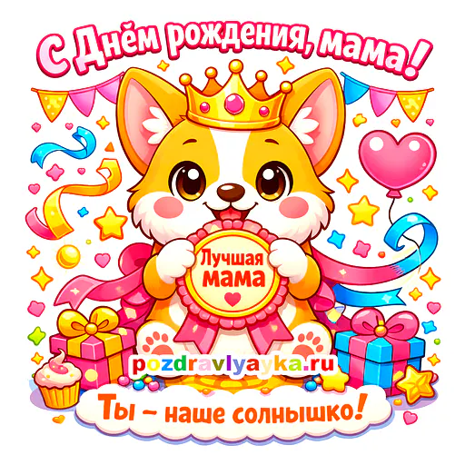 Открытка «День рождения» — мультяшные, для мамы — № 23