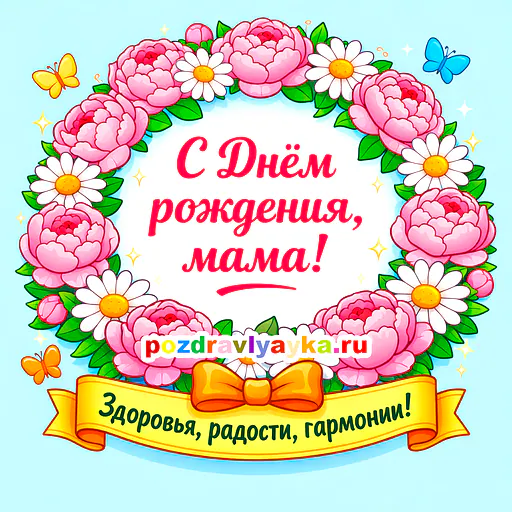 Открытка «День рождения» — мультяшные, для мамы — № 8