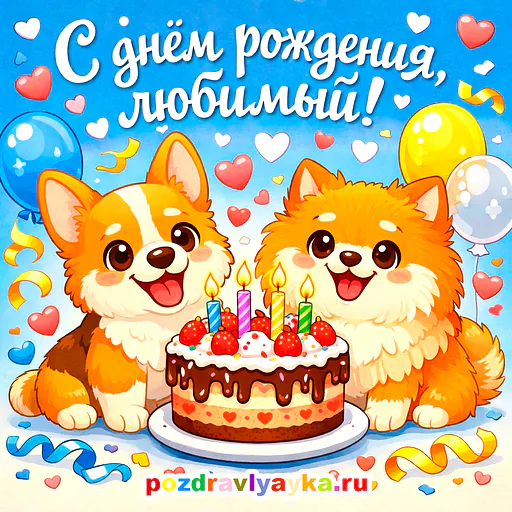 Открытка «День рождения» — мультяшные, для мужу — № 4