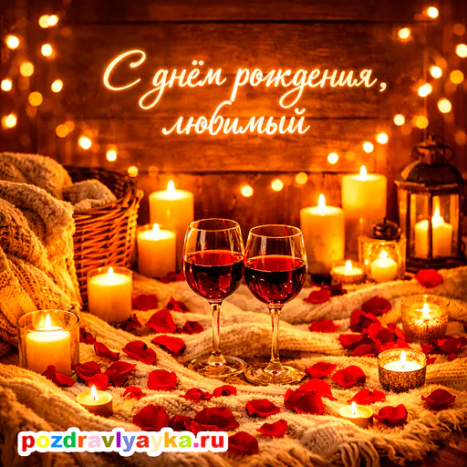 Открытка «День рождения» — романтические, для мужу — № 10