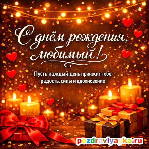 Открытка «День рождения» — романтические, для мужу — № 16