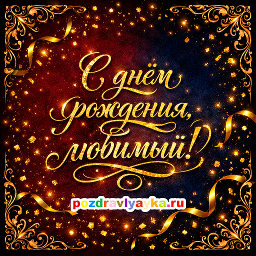 Открытка «День рождения» — типографические, для мужу — № 8