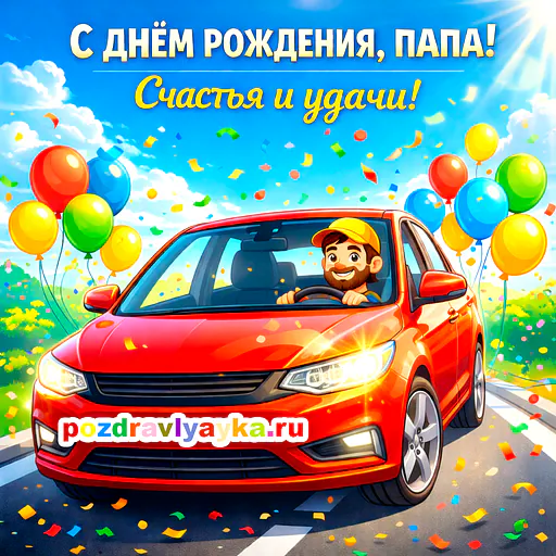 Открытка «День рождения» — мультяшные, для папе — № 28