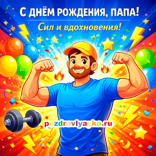 Открытка «День рождения» — мультяшные, для папе — № 30