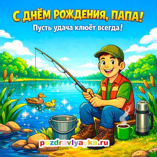 Открытка «День рождения» — мультяшные, для папе — № 33