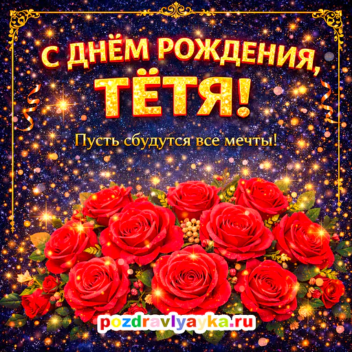 Открытка «День рождения» — цветы, для тёте — № 1