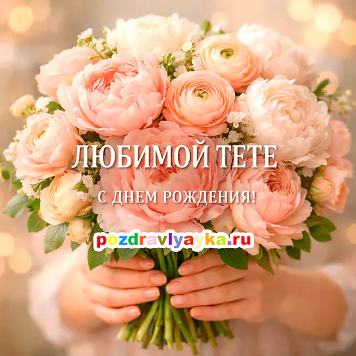 Открытка «День рождения» — цветы, для тёте — № 11