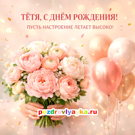 Открытка «День рождения» — цветы, для тёте — № 13