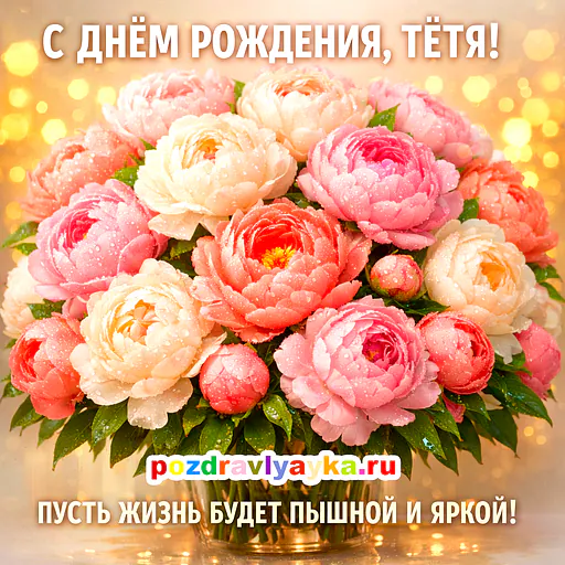 Открытка «День рождения» — цветы, для тёте — № 14