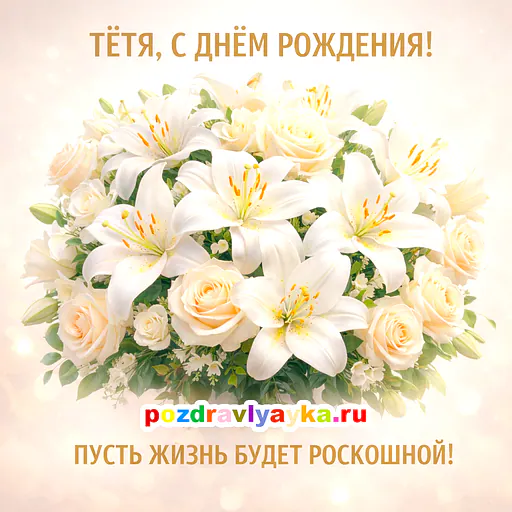 Открытка «День рождения» — цветы, для тёте — № 18