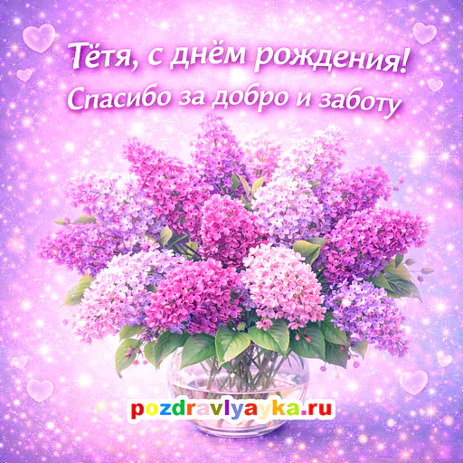 Открытка «День рождения» — цветы, для тёте — № 3