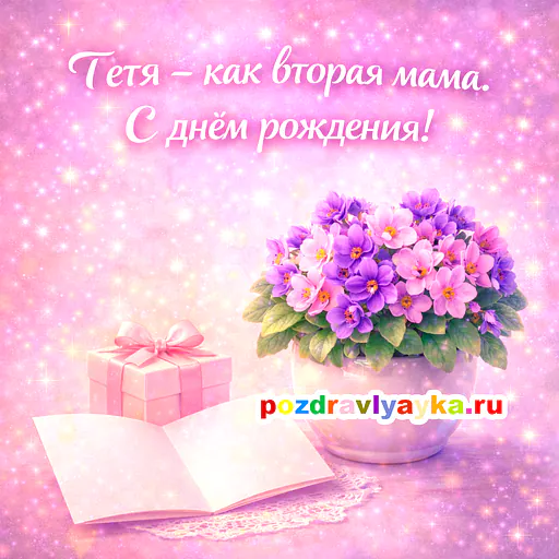 Открытка «День рождения» — цветы, для тёте — № 6