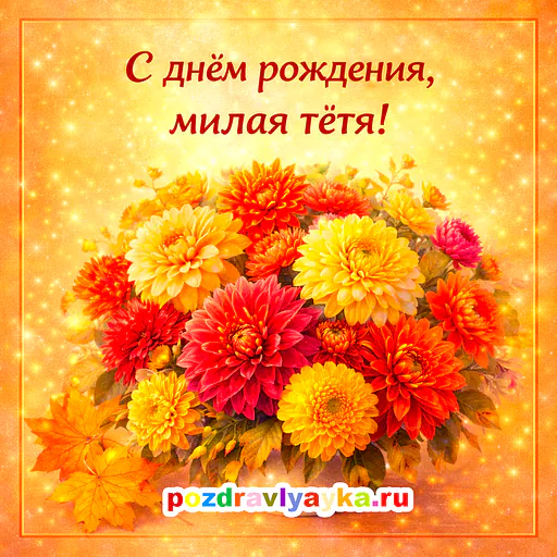 Открытка «День рождения» — цветы, для тёте — № 9