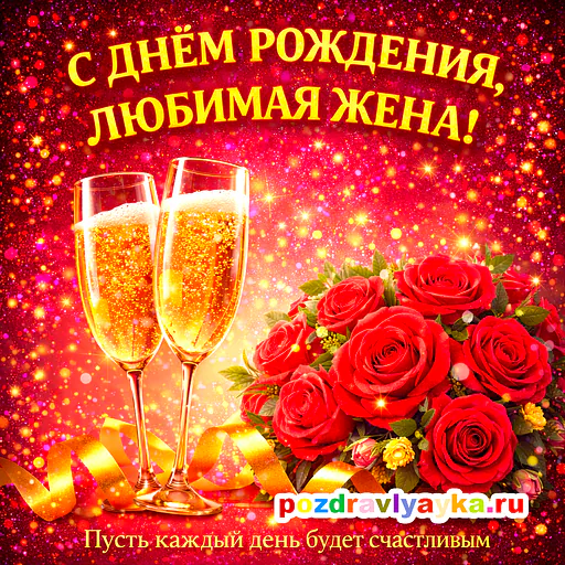 Открытка «День рождения» — цветы, для жене — № 4