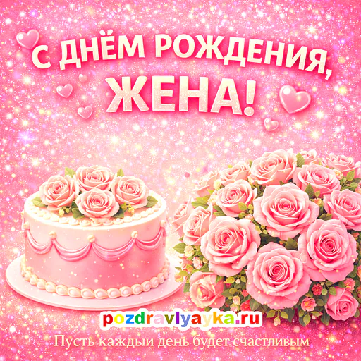 Открытка «День рождения» — цветы, для жене — № 6