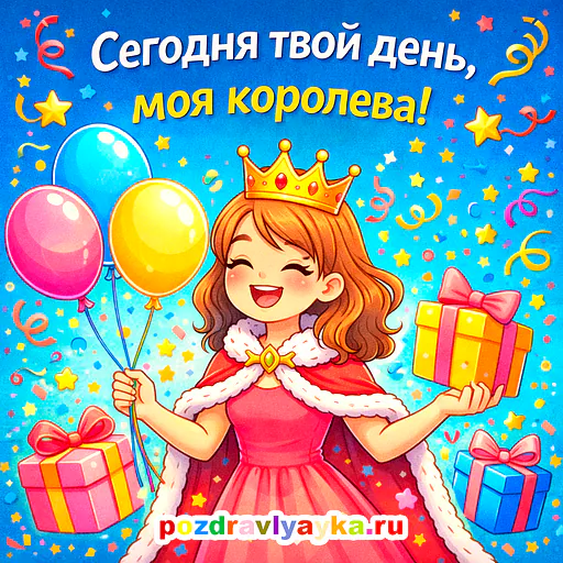 Открытка «День рождения» — мультяшные, для жене — № 1