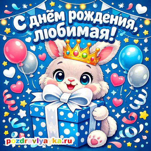 Открытка «День рождения» — мультяшные, для жене — № 6