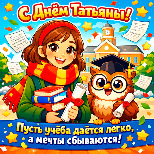 Открытка «Татьянин день» — мультяшные — № 3