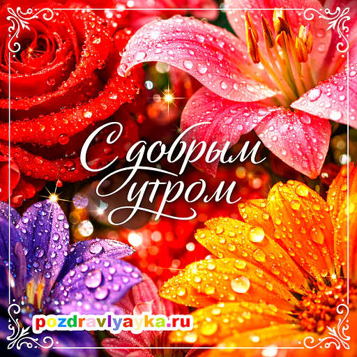Открытка «Доброе утро» — цветы — № 14