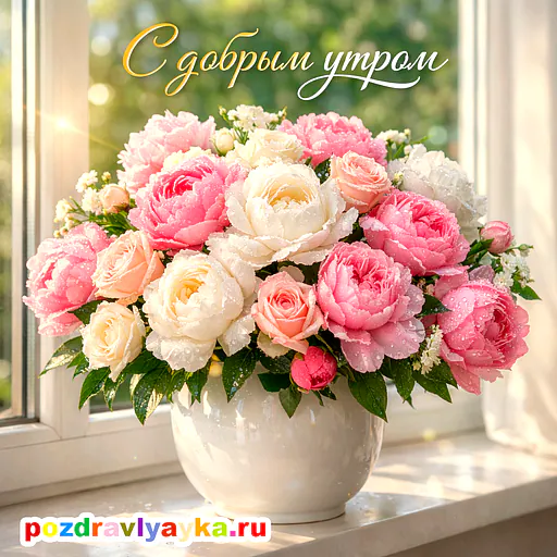 Открытка «Доброе утро» — цветы — № 16