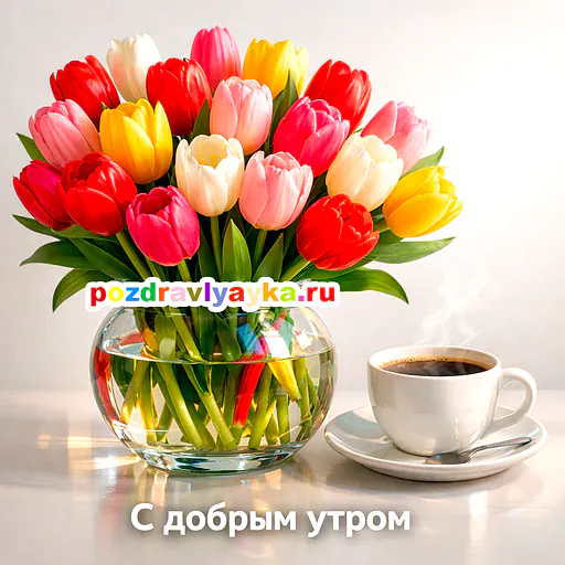 Открытка «Доброе утро» — цветы — № 17