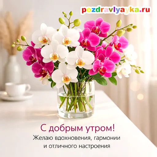 Открытка «Доброе утро» — цветы — № 21