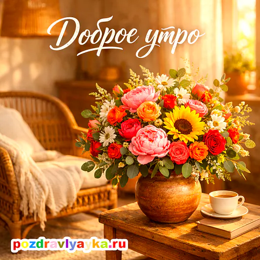 Открытка «Доброе утро» — цветы — № 24