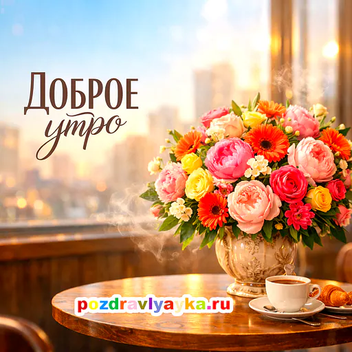 Открытка «Доброе утро» — цветы — № 26