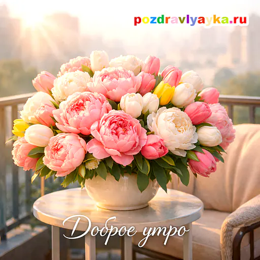 Открытка «Доброе утро» — цветы — № 29