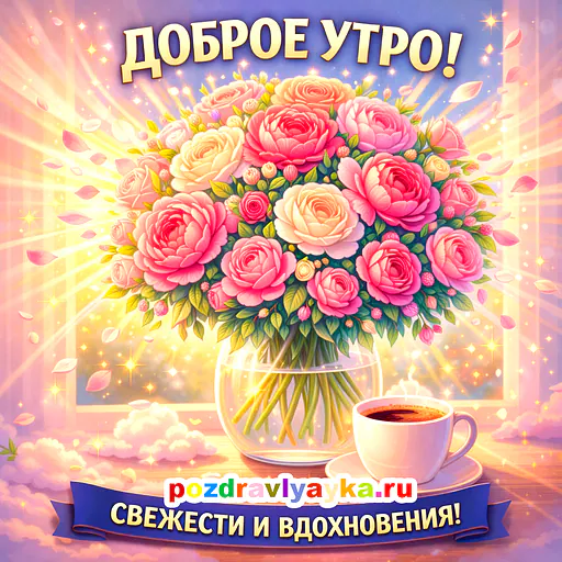 Открытка «Доброе утро» — цветы — № 5