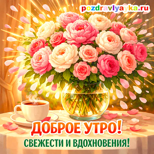 Открытка «Доброе утро» — цветы — № 6