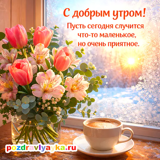 Открытка «Доброе утро» — цветы — № 8