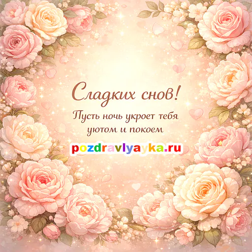 Открытка «Спокойной ночи» — цветы — № 13