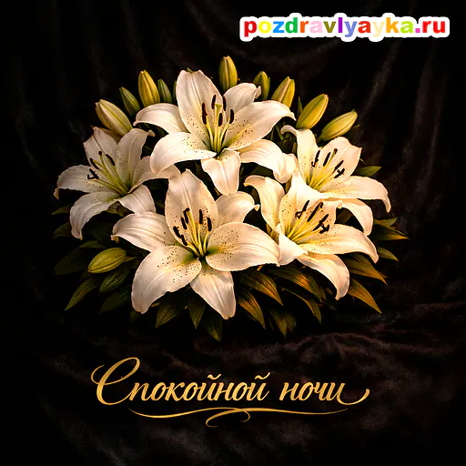 Открытка «Спокойной ночи» — цветы — № 18