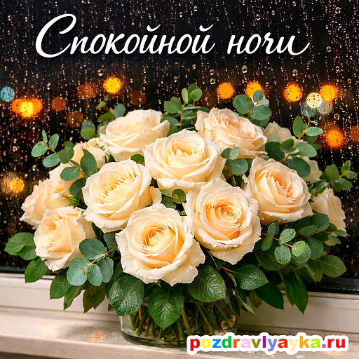 Открытка «Спокойной ночи» — цветы — № 21