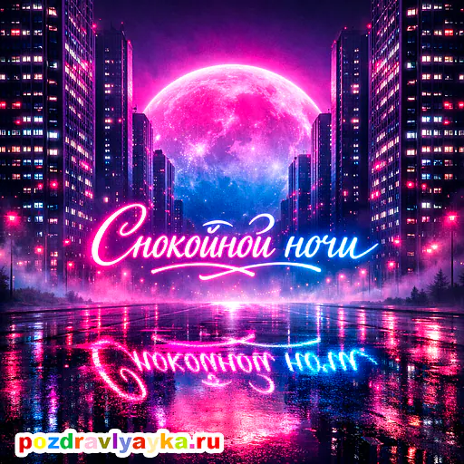 Открытка «Спокойной ночи» — киберпанк — № 1