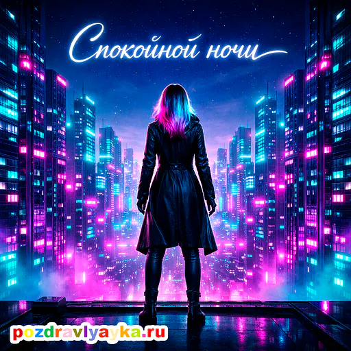 Открытка «Спокойной ночи» — киберпанк — № 2